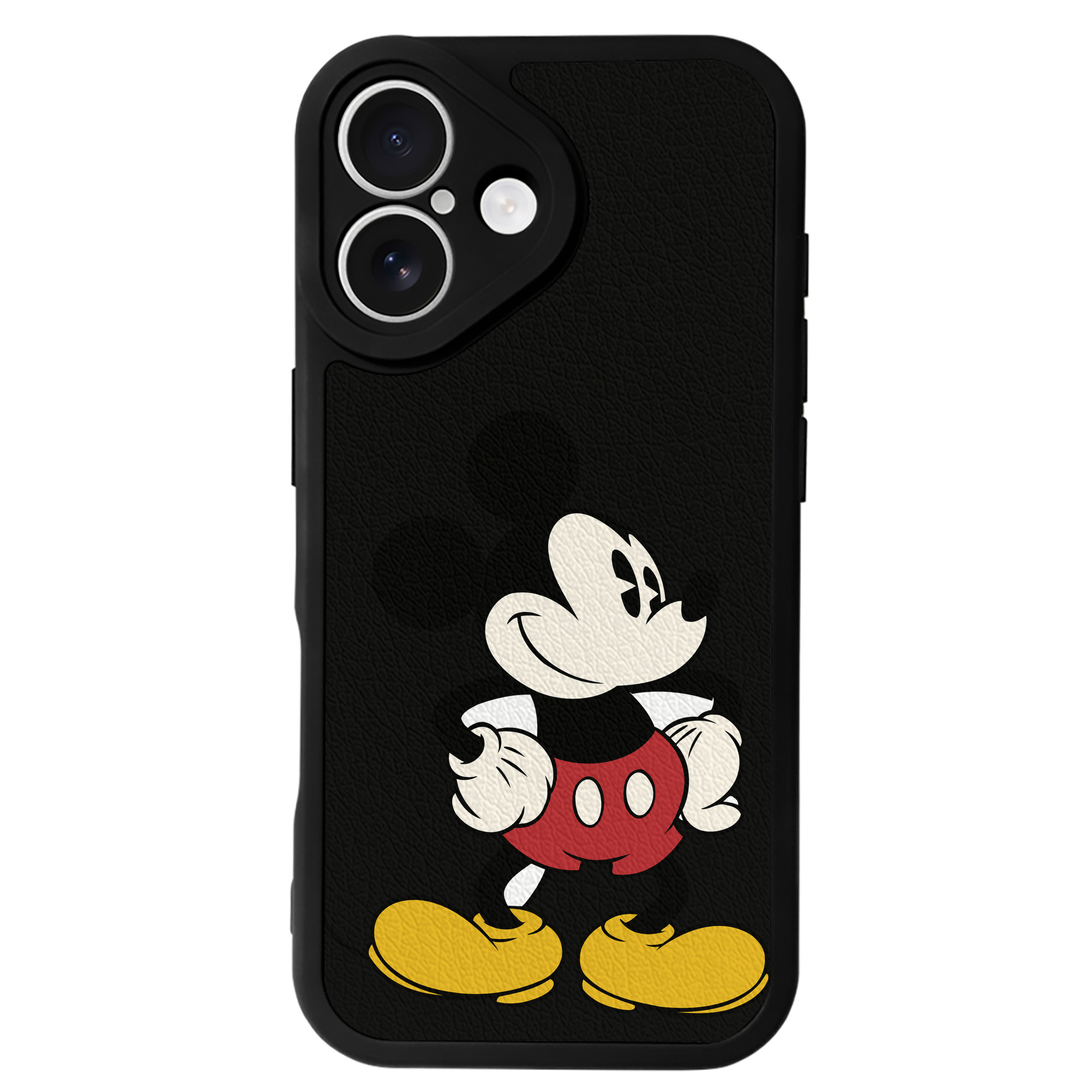 （画像用） ミッキーマウス Mickey Mouse 【iPhone 16シリーズ対応】シリコンスマホケース（レザー調） 材質：シリコン